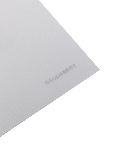 Shop Dsquared2 Glitter Logo Pocket Square In White