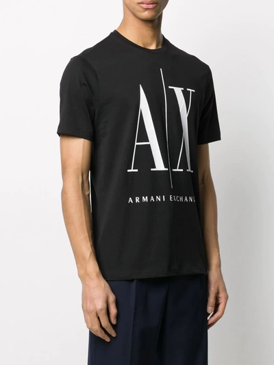 Shop Armani Exchange Logo Print Short-sleeve T-shirt In Black