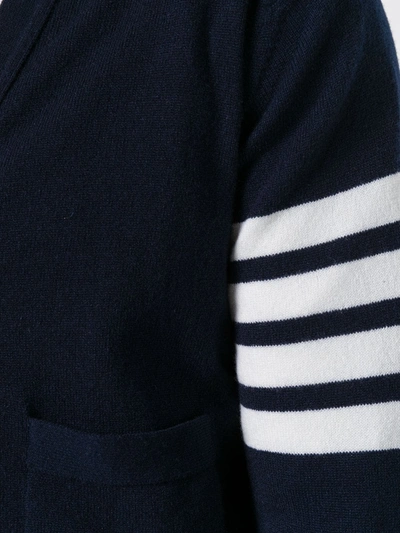 Shop Thom Browne Striped Sleeve Cardigan In Blue