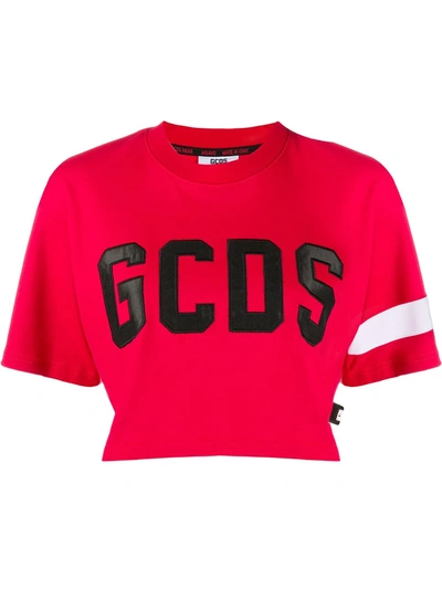 Shop Gcds Cropped Logo T-shirt In Red