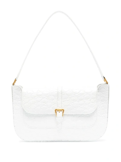 Shop By Far Miranda Crocodile-effect Shoulder Bag In White