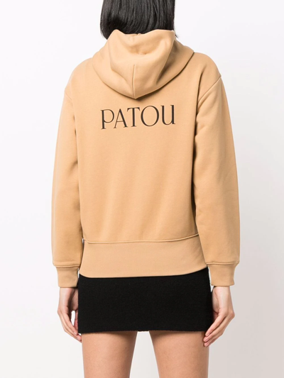 Shop Patou Bow-detail Logo Hoodie In Neutrals