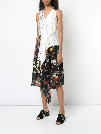 Shop Derek Lam Asymmetrical Mixed Print Skirt In Black
