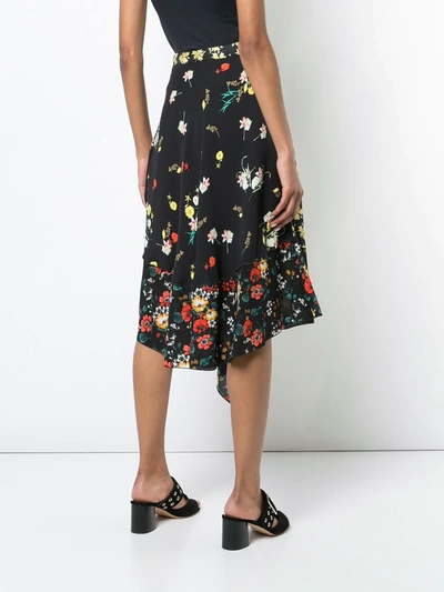 Shop Derek Lam Asymmetrical Mixed Print Skirt In Black