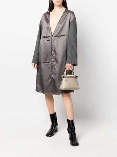 Shop Maison Margiela Contrasting-sleeves V-neck Dress In Grau