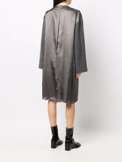 Shop Maison Margiela Contrasting-sleeves V-neck Dress In Grau