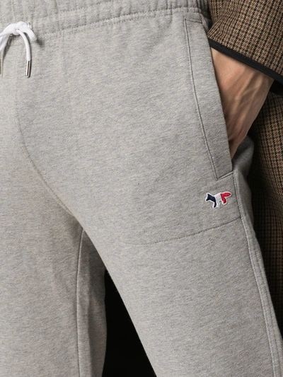 Shop Maison Kitsuné Logo-appliqued Cotton Sweatpants In Grey