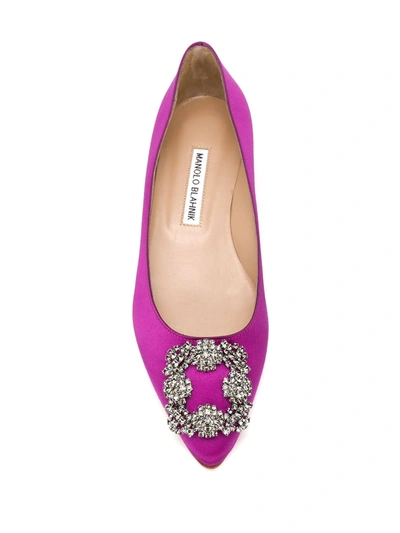 Shop Manolo Blahnik .satin Hangisiflat Ballerina Shoes In Pink