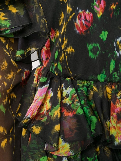 Msgm Asymmetrical Layered Ruffled Mini Dress In Black