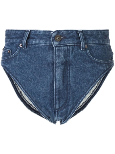 Shop Y/project High-rise Denim Hotpants In Blue