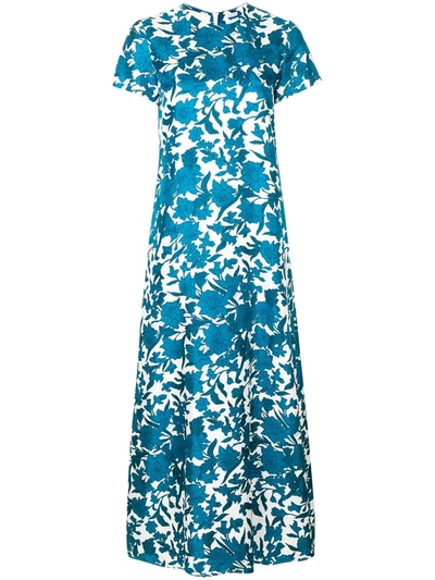 Shop La Doublej Floral Print Maxi Dress In Blue
