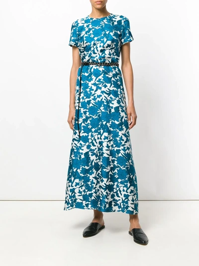 La Doublej Floral Print Maxi Dress In Blue