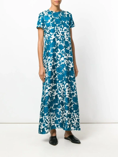La Doublej Floral Print Maxi Dress In Blue