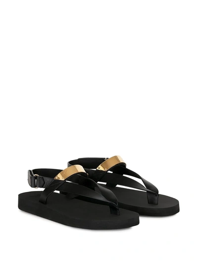 Shop Giuseppe Zanotti Metallic Detail Thong Sandals In Black