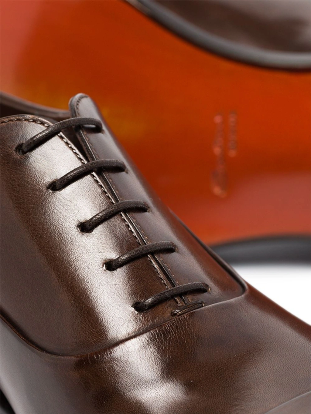Santoni Business Shoes Oxford 12621 Calfskin Logo Brown In  display picture 1