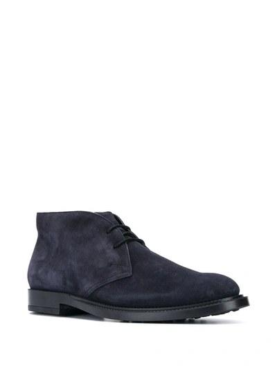 Shop Tod's Short Ankle Suede Desert Boots In Blue