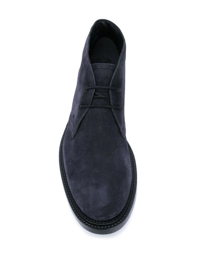 Shop Tod's Short Ankle Suede Desert Boots In Blue