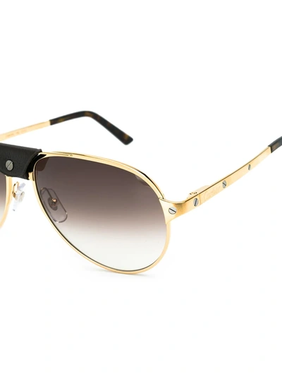 Shop Cartier Santos De  Sunglasses In Gold