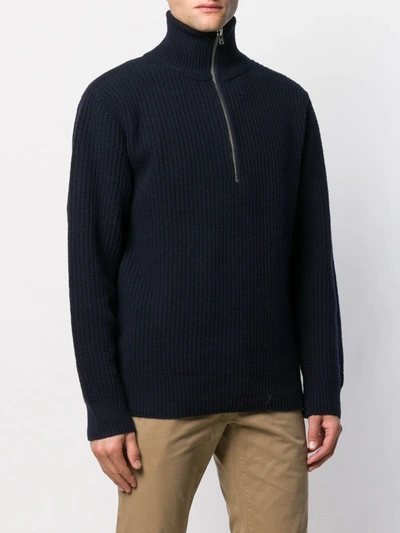 Closed Ribbed Zip-up Sweatshirt In Blue