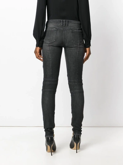 Shop Balmain Skinny Biker Jeans In Black