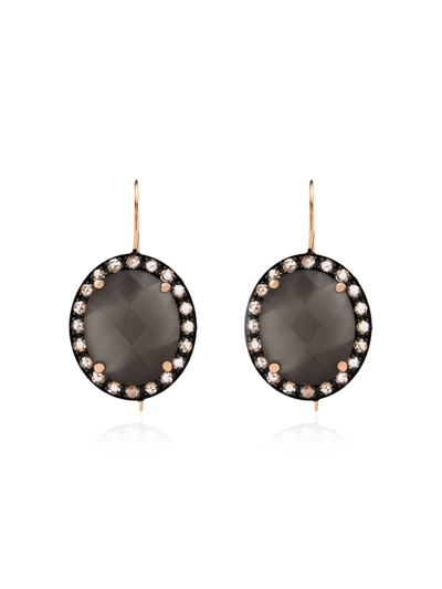 Shop Andrea Fohrman 18k Rose Gold Moonstone And Diamond Earrings