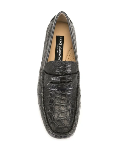 Shop Dolce & Gabbana Square-toe Loafers In Blue