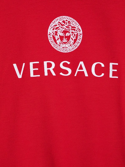 Young Versace Teen Logo-print Colour Block Hoodie In Red