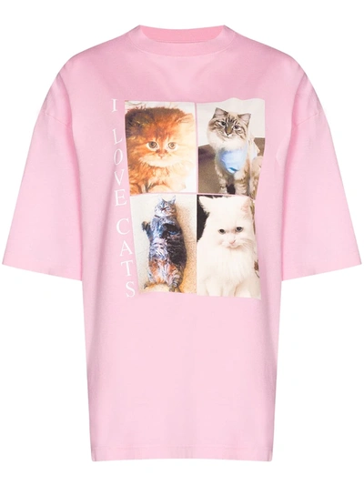 Shop Balenciaga I Love Cats T-shirt In Rosa