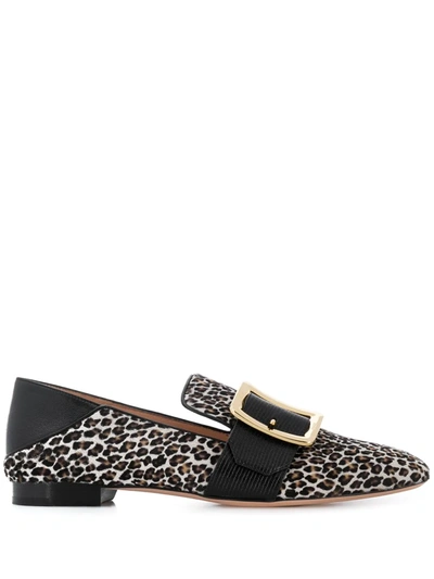 Shop Bally Leopard Print Loafers In Black