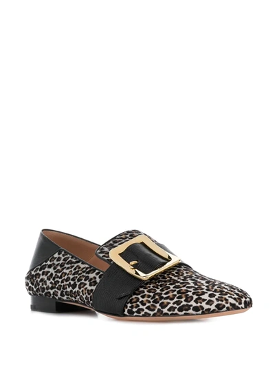 Shop Bally Leopard Print Loafers In Black