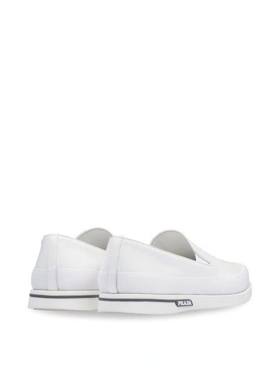 Shop Prada Leather Slip-on Sneakers In White