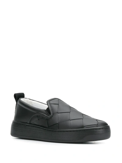 Shop Bottega Veneta Intrecciato Slip-on Sneakers In Black