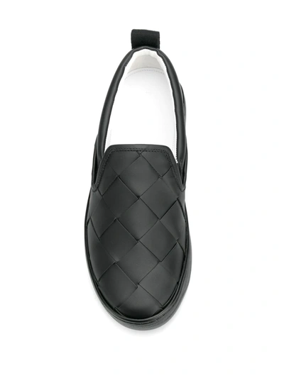 Shop Bottega Veneta Intrecciato Slip-on Sneakers In Black