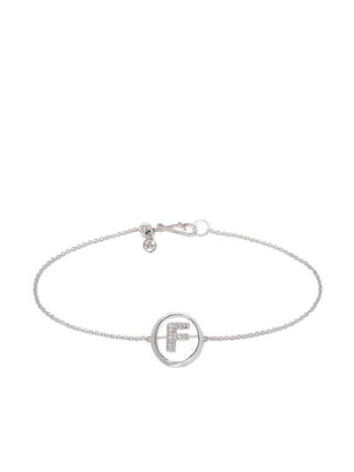 Shop Annoushka 18kt White Gold Diamond Initial F Bracelet In Silver