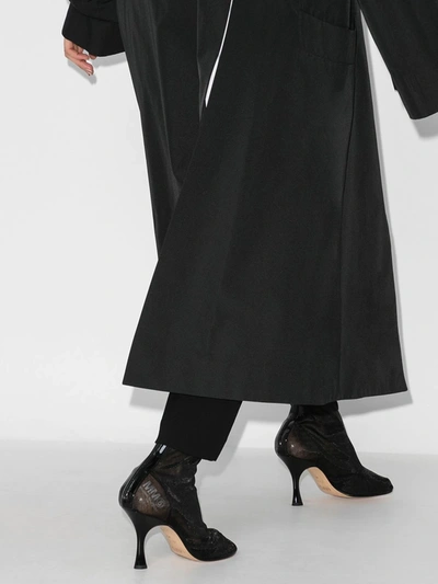 Mm6 Maison Margiela Mesh Square Toe Ankle Boots In Black