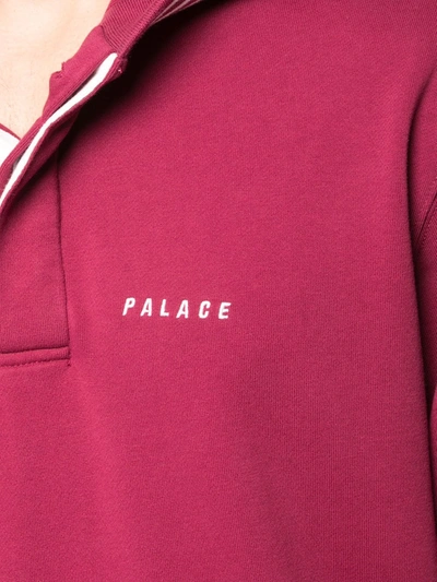 Shop Palace P-rib Stripe-trim Hoodie In Red