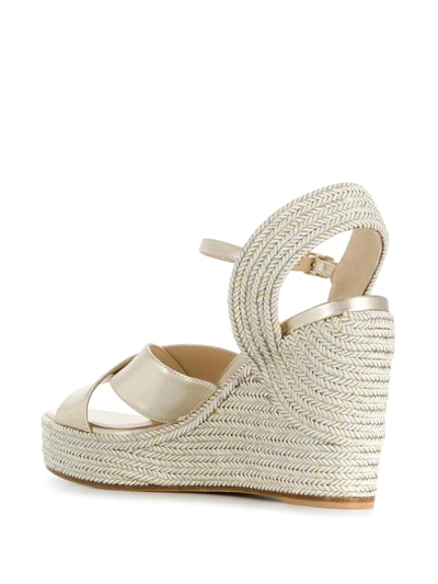 Shop Jimmy Choo Dellena 100mm Espadrille Wedges In Gold