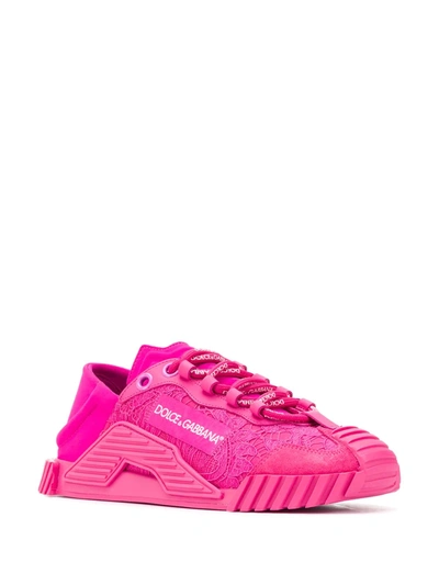 Dolce & Gabbana Slip On Ns1 In A Mix Of Materials In Pink