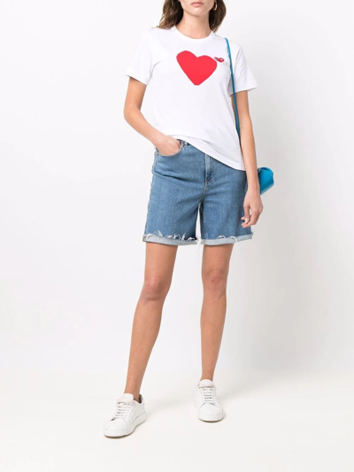 Shop Comme Des Garçons Play Signature Heart Logo-patch T-shirt In 白色