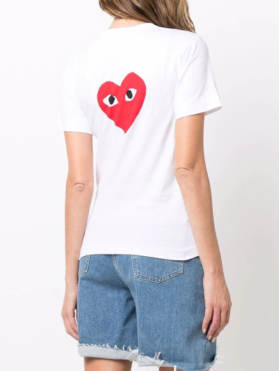 Shop Comme Des Garçons Play Signature Heart Logo-patch T-shirt In 白色