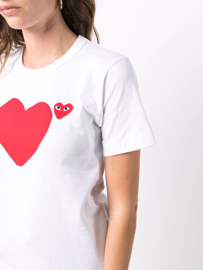 Shop Comme Des Garçons Play Signature Heart Logo-patch T-shirt In 白色