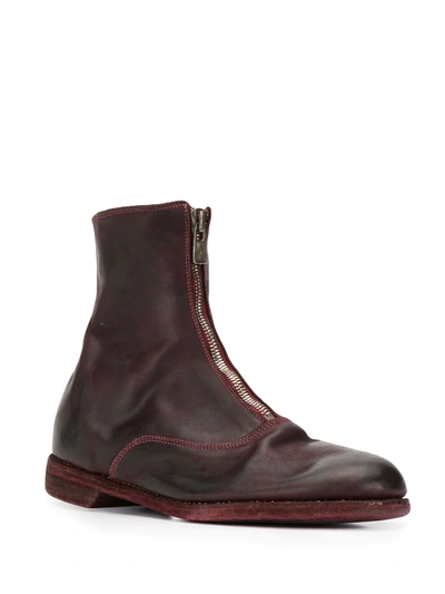 Shop Guidi Cracked-effect Ankle Boots In Red