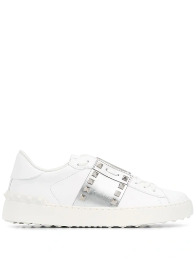 Shop Valentino Open Metallic-detail Sneakers In White