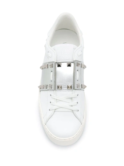 Shop Valentino Open Metallic-detail Sneakers In White