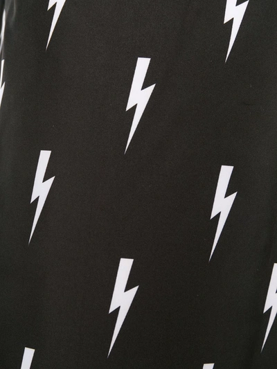 Shop Neil Barrett Lightning Print Swim Shorts In Black