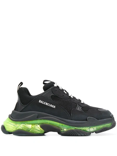 Shop Balenciaga Triple S Clear Sole Sneakers In Black