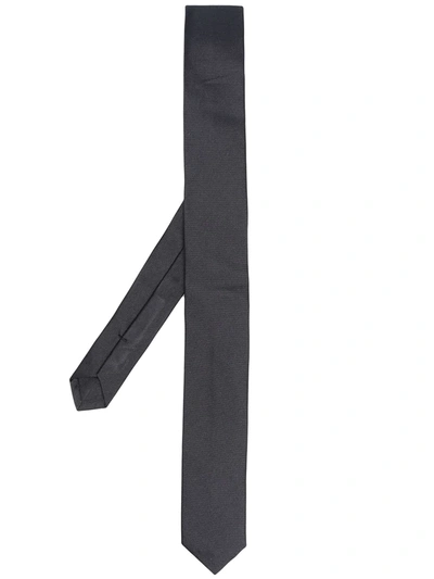 Shop Jil Sander Horizontal-stripe Pattern Silk Tie In Grey
