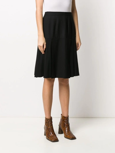 Pre-owned Chanel Pleated Knee-length Skirt In Black