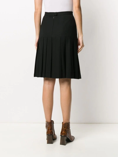 Pre-owned Chanel Pleated Knee-length Skirt In Black