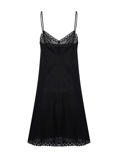 Eres Black Unique Pompone Slip Dress In Black